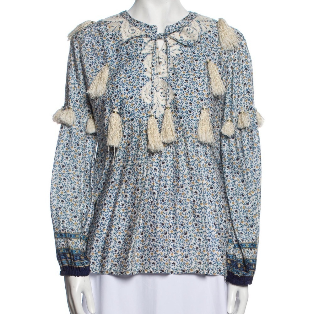 Miss June Floral Print Scoop Neck Blouse Size Large